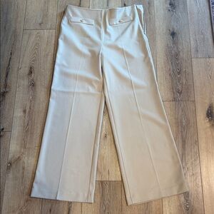 Loft Cream Wide-Leg Tailored Pants
